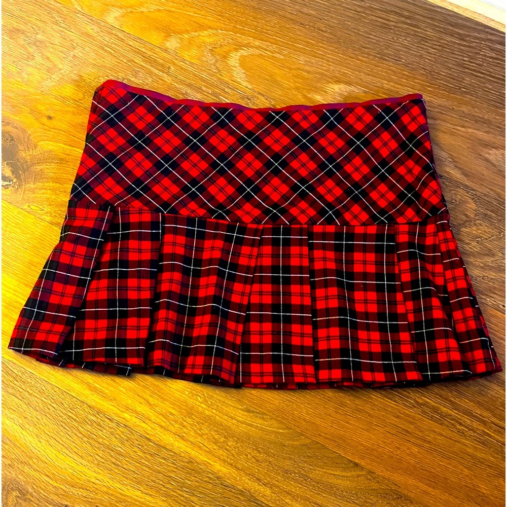 Y2K EUC red plaid mini skirt